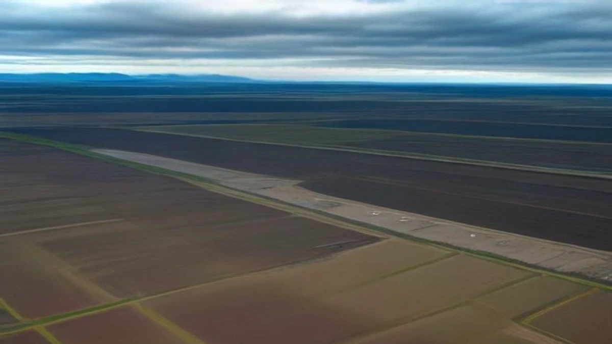 Containerised mining buildings on an industrial site seen from above under overcast daylight