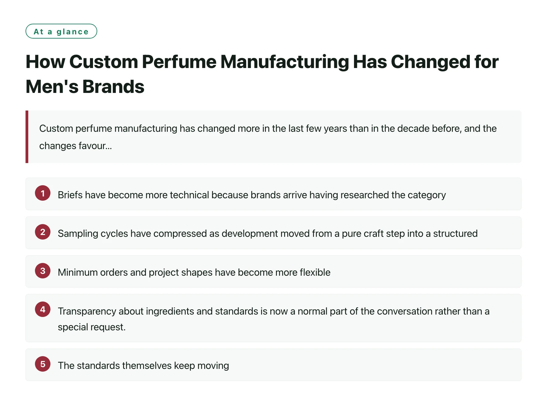 How Custom Perfume Manufacturing Has Changed for Men&amp;#x27;s Brands——全文要点速览